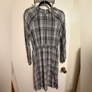 a new day Black and White Plaid Long Sleeve Dress